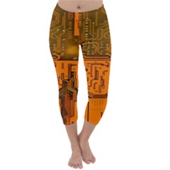 Circuit Board Pattern Capri Winter Leggings  by BangZart