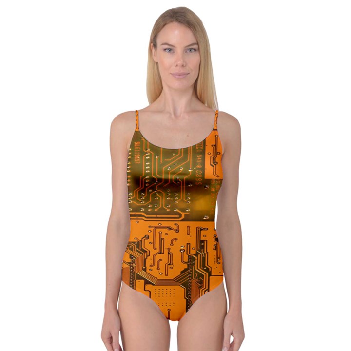 Circuit Board Pattern Camisole Leotard 