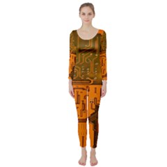 Circuit Board Pattern Long Sleeve Catsuit by BangZart