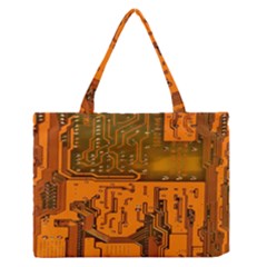 Circuit Board Pattern Medium Zipper Tote Bag by BangZart