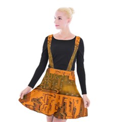 Circuit Board Pattern Suspender Skater Skirt