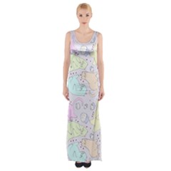 Cat Animal Pet Pattern Maxi Thigh Split Dress by BangZart