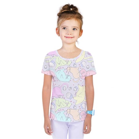 Cat Animal Pet Pattern Kids  One Piece Tee by BangZart