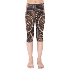 Brown Fractal Balls And Circles Kids  Capri Leggings 