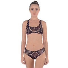 Brown Fractal Balls And Circles Criss Cross Bikini Set