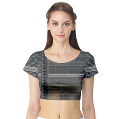 Building Pattern Short Sleeve Crop Top (tight Fit) by BangZart