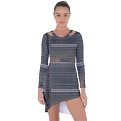 Building Pattern Asymmetric Cut-out Shift Dress