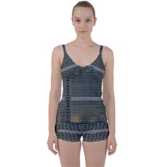 Building Pattern Tie Front Two Piece Tankini