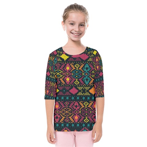 Bohemian Patterns Tribal Kids  Quarter Sleeve Raglan Tee by BangZart