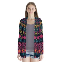 Bohemian Patterns Tribal Drape Collar Cardigan by BangZart