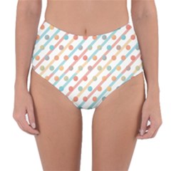 Simple Saturated Pattern Reversible High-waist Bikini Bottoms