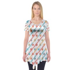 Simple Saturated Pattern Short Sleeve Tunic  by linceazul