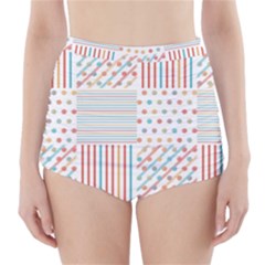 Simple Saturated Pattern High-waisted Bikini Bottoms by linceazul