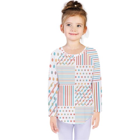 Simple Saturated Pattern Kids  Long Sleeve Tee by linceazul