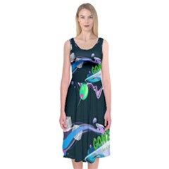 Gonzo s Vip Blue Member Midi Sleeveless Dress by LimeGreenFlamingo