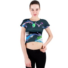 Gonzo s Vip Blue Member Crew Neck Crop Top by LimeGreenFlamingo