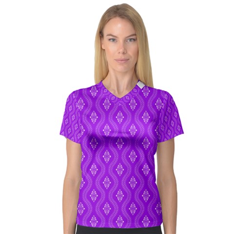 Decorative Seamless Pattern  V-neck Sport Mesh Tee by TastefulDesigns