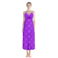 Decorative Seamless Pattern  Button Up Chiffon Maxi Dress