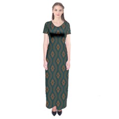 Ornamental Pattern Background Short Sleeve Maxi Dress