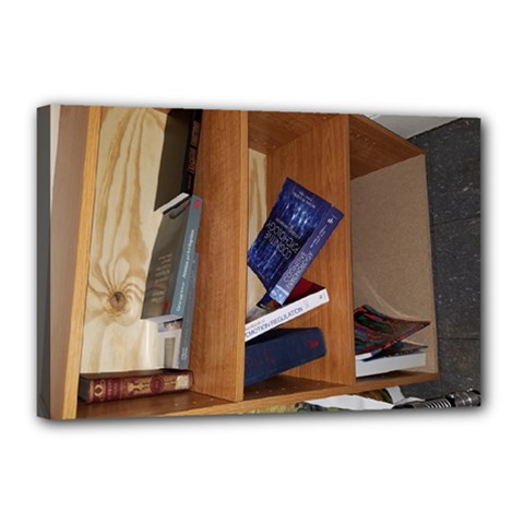 Woodbookshelf Canvas 18  X 12  by MarkRPettinelli