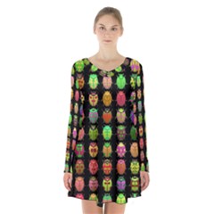 Beetles Insects Bugs Long Sleeve Velvet V-neck Dress by BangZart