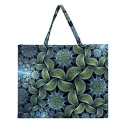 Blue Lotus Zipper Large Tote Bag by BangZart