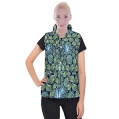 Blue Lotus Women s Button Up Puffer Vest by BangZart