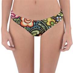 Bohemia Floral Pattern Reversible Hipster Bikini Bottoms