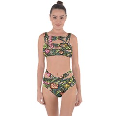 Bohemia Floral Pattern Bandaged Up Bikini Set 