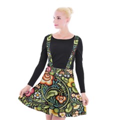 Bohemia Floral Pattern Suspender Skater Skirt