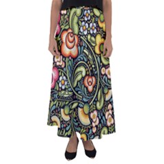 Bohemia Floral Pattern Flared Maxi Skirt