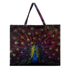 Beautiful Peacock Feather Zipper Large Tote Bag by BangZart