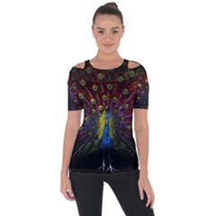 Beautiful Peacock Feather Short Sleeve Top