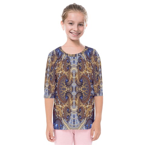 Baroque Fractal Pattern Kids  Quarter Sleeve Raglan Tee by BangZart