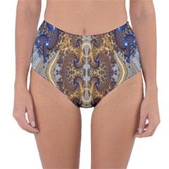 Baroque Fractal Pattern Reversible High-waist Bikini Bottoms