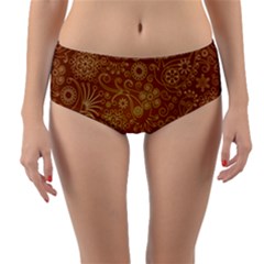 Batik Art Pattern Reversible Mid-waist Bikini Bottoms