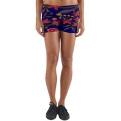 Batik  Fabric Yoga Shorts by BangZart