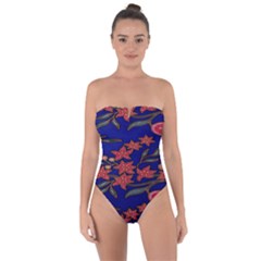 Batik  Fabric Tie Back One Piece Swimsuit