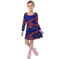 Batik  Fabric Kids  Long Sleeve Velvet Dress by BangZart