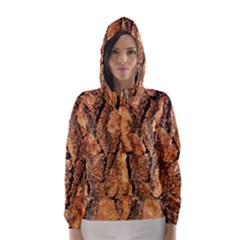 Bark Texture Wood Large Rough Red Wood Outside California Hooded Wind Breaker (women) by BangZart