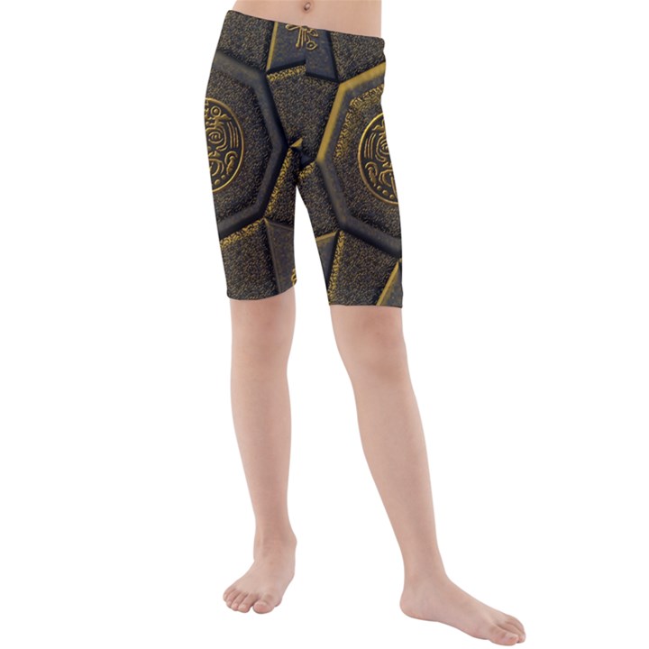 Aztec Runes Kids  Mid Length Swim Shorts