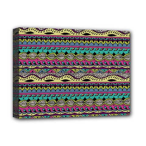 Aztec Pattern Cool Colors Deluxe Canvas 16  X 12   by BangZart