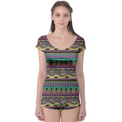 Aztec Pattern Cool Colors Boyleg Leotard  by BangZart