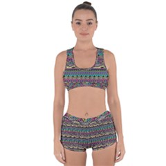 Aztec Pattern Cool Colors Racerback Boyleg Bikini Set