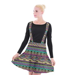 Aztec Pattern Cool Colors Suspender Skater Skirt