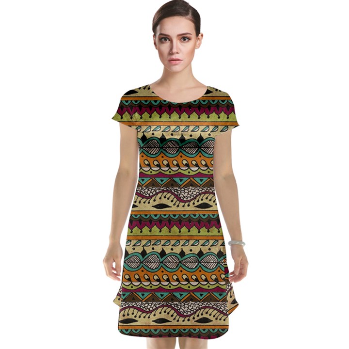 Aztec Pattern Ethnic Cap Sleeve Nightdress