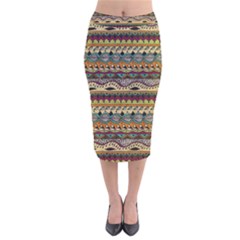 Aztec Pattern Ethnic Velvet Midi Pencil Skirt by BangZart