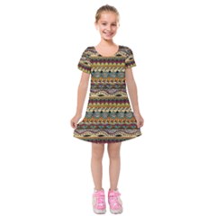 Aztec Pattern Ethnic Kids  Short Sleeve Velvet Dress by BangZart