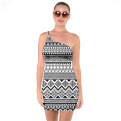 Aztec Pattern Design One Soulder Bodycon Dress