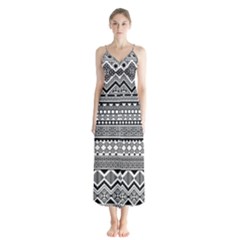 Aztec Pattern Design(1) Button Up Chiffon Maxi Dress